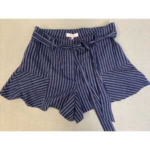 Parker Shorts Women’s Size 4 Nordstrom Rack NWT Blue W/White Pinstripes Tie Belt